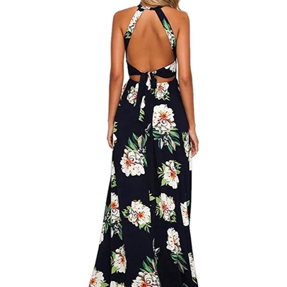 Floral Maxi Open Back Dress.